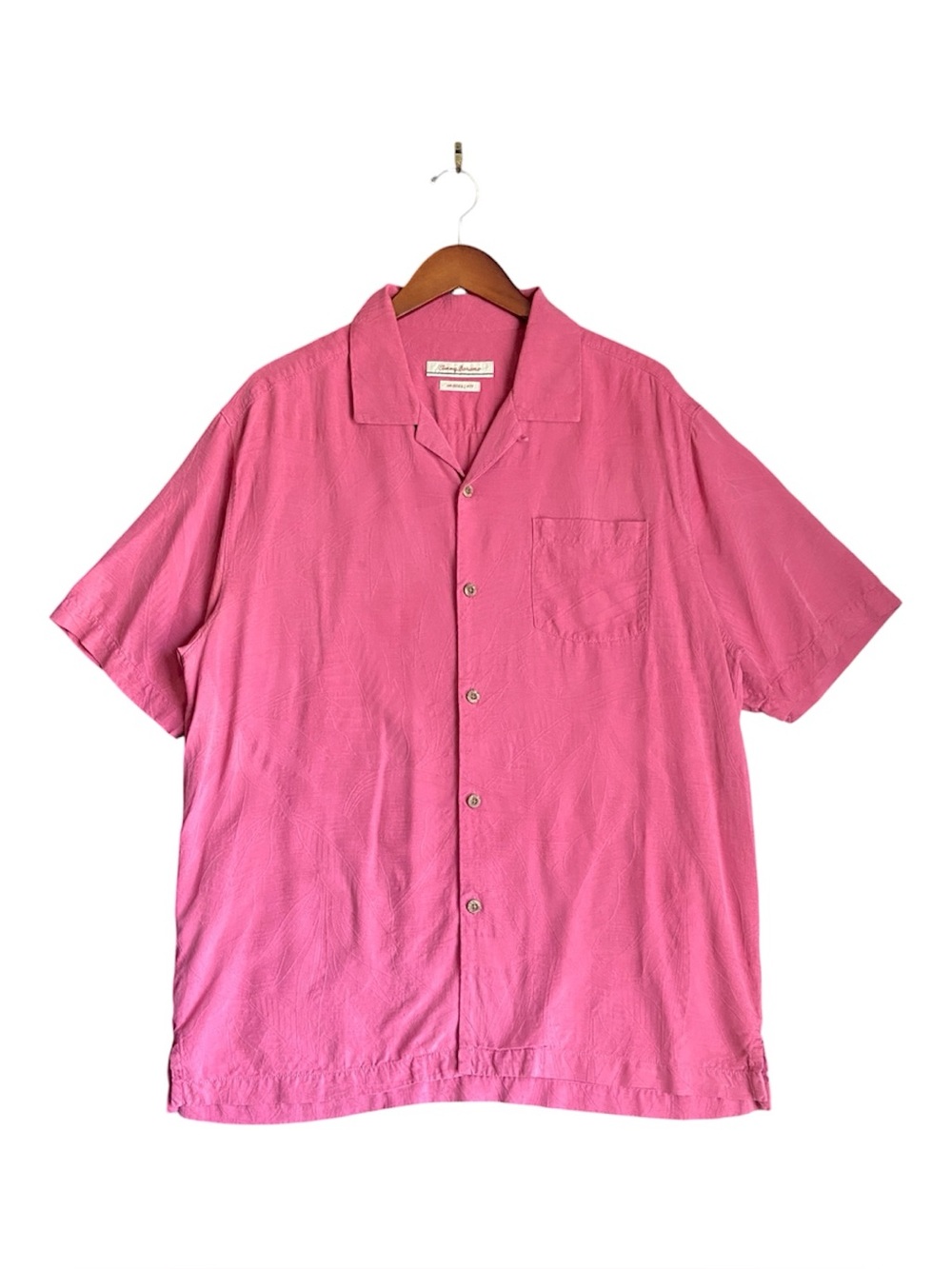 Tommy Bahama | Men's Casual 100% SillCoral Pink Short-Sleeve Shirt |Size L/G